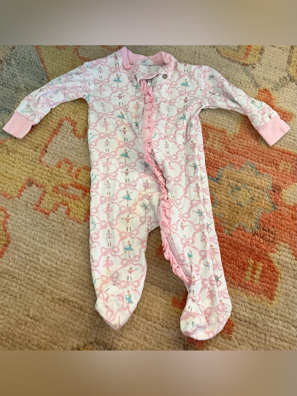 Baby Loren Pink Ballerina-Print Footie